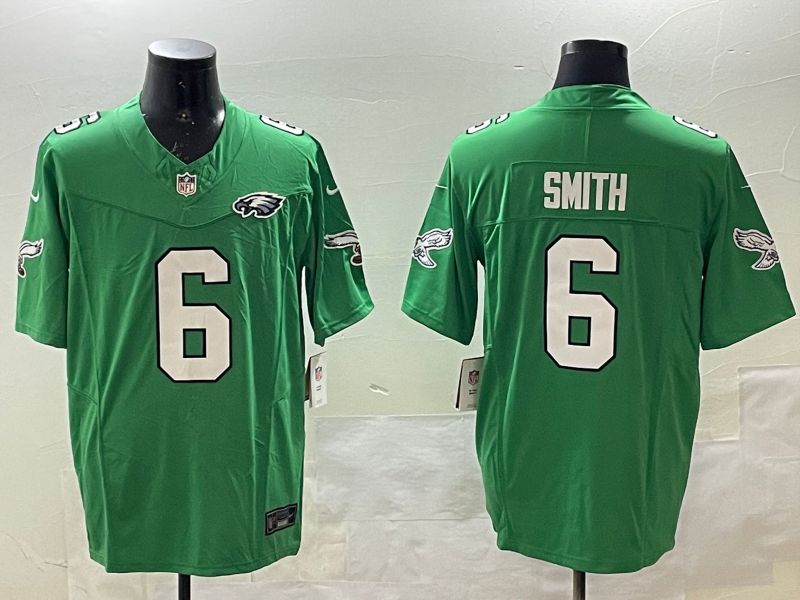 Men Philadelphia Eagles #6 Smith Green three generations 2025 Nike Vapor Limited NFL Jersey style 4